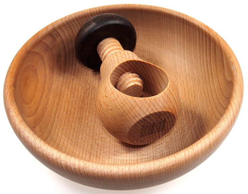 EFO Wooden Bowl & Nutcracker Set - The Nut Cracker Tool Crack Nuts Easy Screw Mechanism. - Great Gift for Christmas and Kitchen Home Display. - Image 3